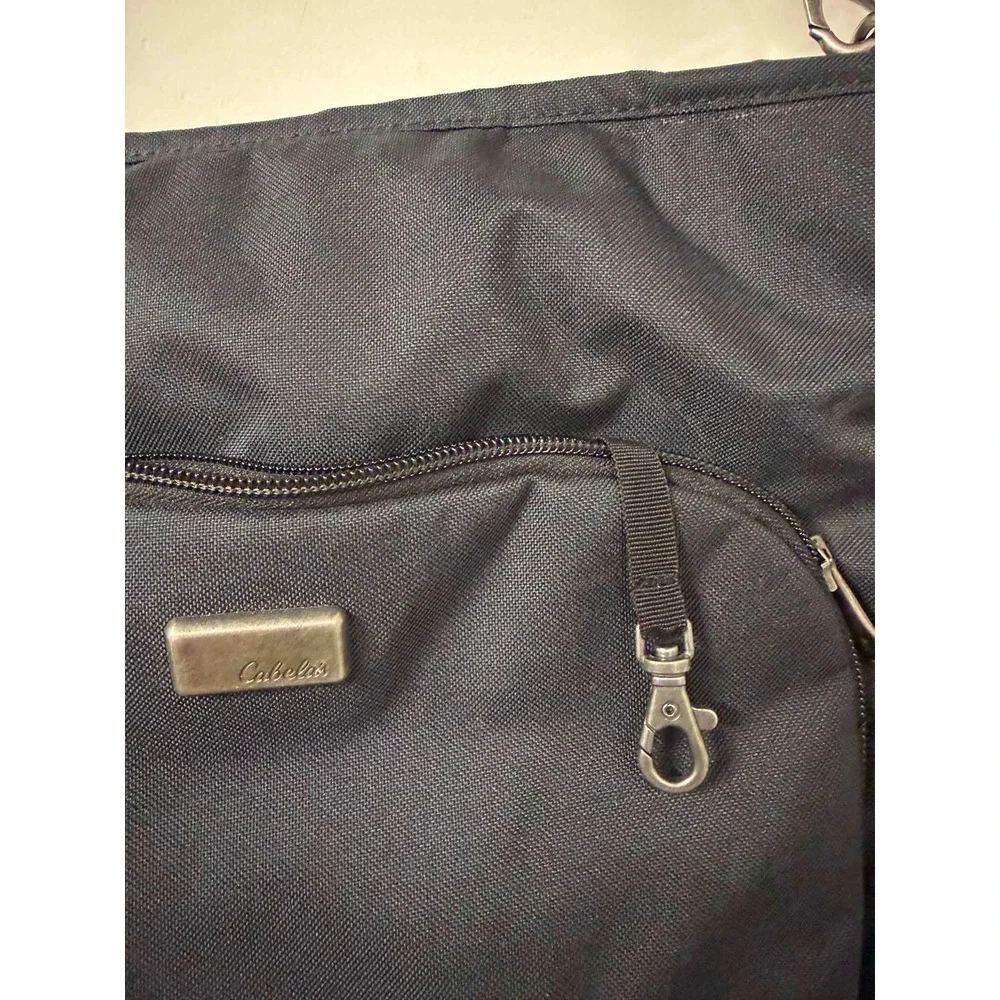 Cabela's Unisex Large Black Canvas Messenger Bag Padded Laptop Shoulder Strap